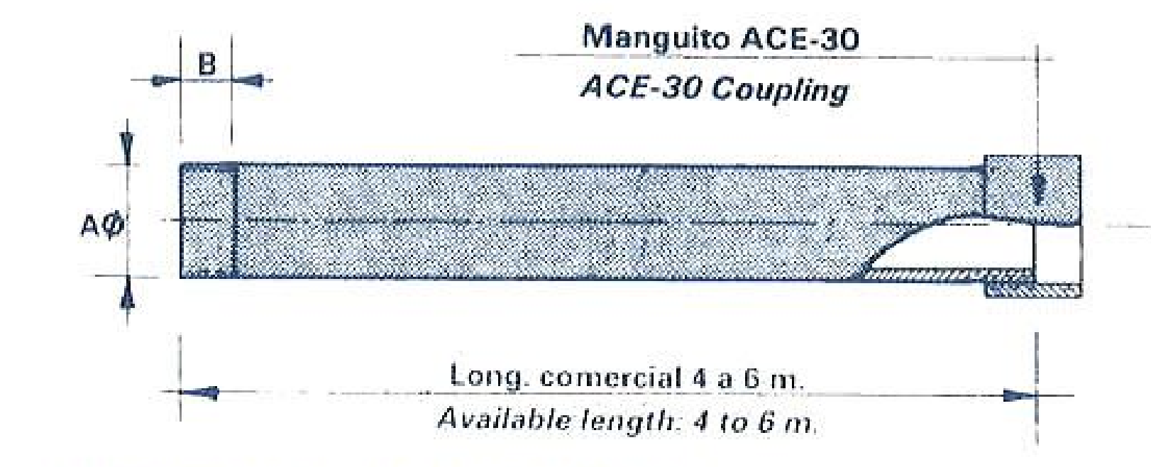 Plano del tubo rígido s./soldadura ACE-05 con manguito ACE-30